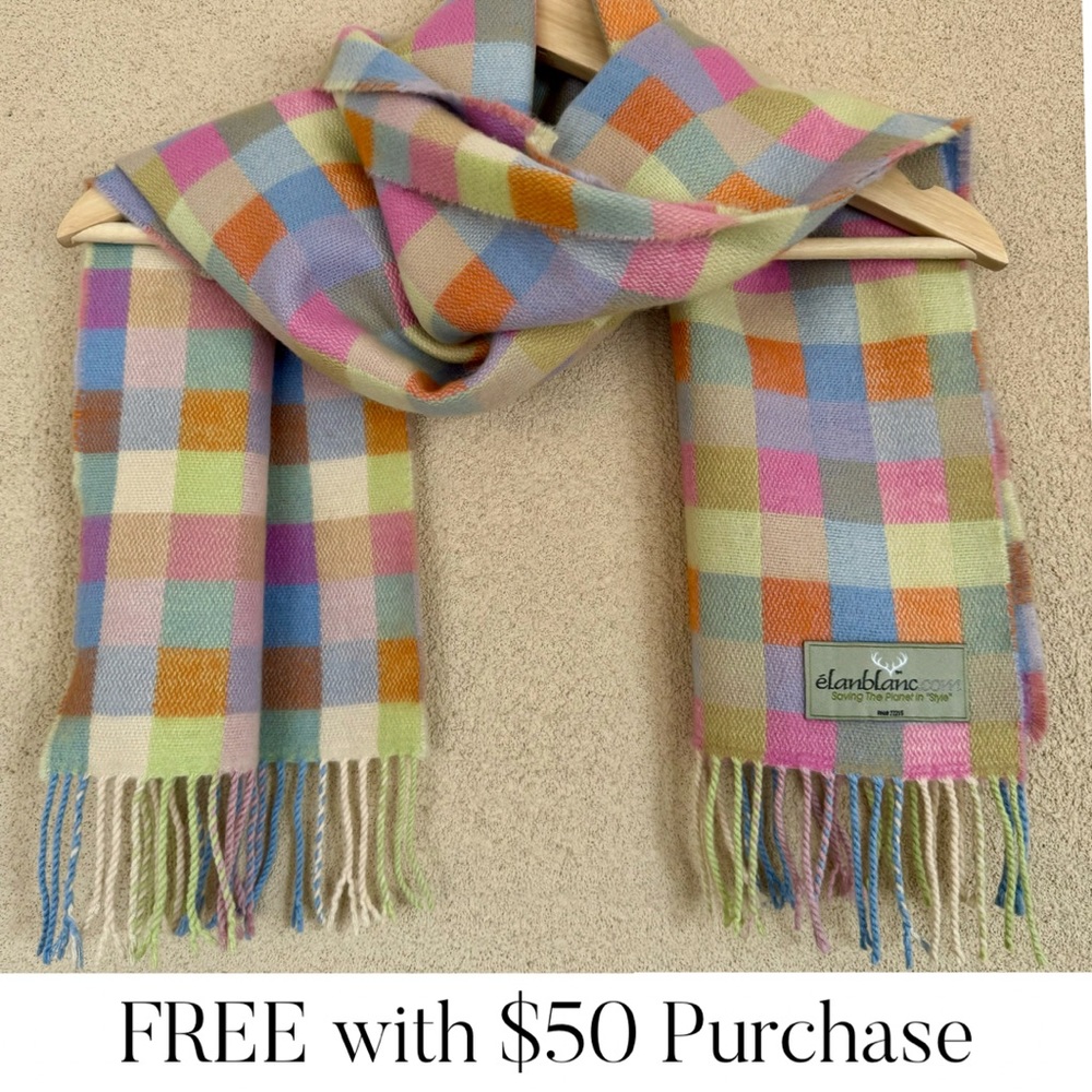 Elan Blanc • Jane Block Pastel Multicolor Plaid Scarf